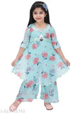 Festive print cotton blend kurta palazzos for girls aged 2-12, Indian partywear without dupatta