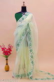 Embroidered super net saree with separate dupion silk blouse, Indian wedding saree design in free size (5.5m, 0.8m)