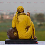 Yellow resin Sai Baba Idol for home decor or office Vastu, 17 cm tall