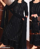 Embroidered black kameez with matching sharara and dupatta set for summer wedding wear