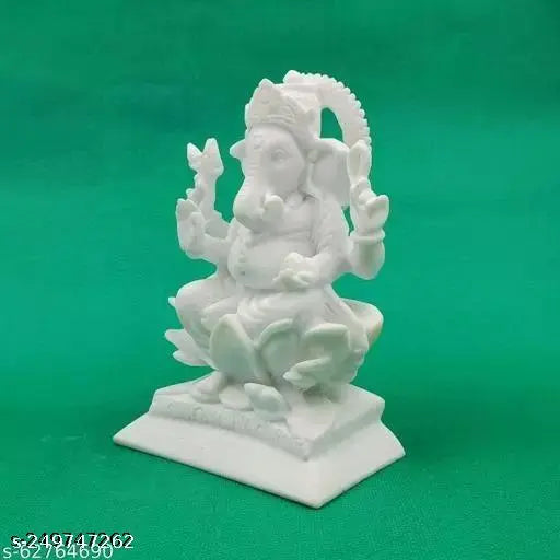 Marble Ganesha idol, 10.5cm x 15cm x 6cm, perfect for home pooja room decoration or Diwali gifts
