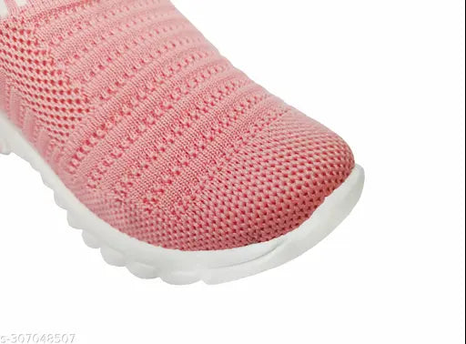 Pink canvas Kicck Kids Casual Shoes for ages 1-5 years, slip-on running shoes with textured net pattern and EVA sole & insole