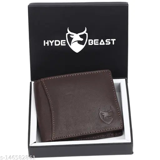 Genuine leather trendy men's wallet, 2 compartments, textured pattern, RFID security