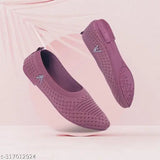 Mesh slip-on bellrina in solid style, comfortable party wear for women - Indian origin