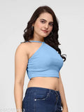 Stylish women's sky blue cotton tank top, versatile wardrobe essential