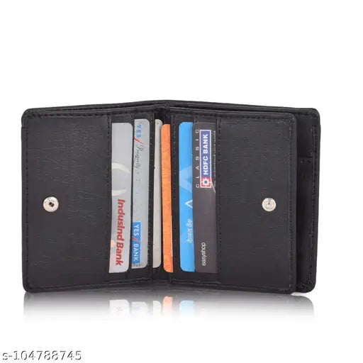 Classic world PU leather men's wallet, solid pattern, 2 compartments for cards & currency, ideal gift, Made in India