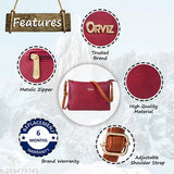Red Orviz sling bag with shoulder strap, adjustable shoulder pad, high-quality material