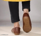 Brown leather flat shoes, women's formal wear