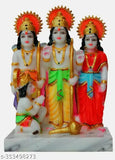 Multicolor poly resin Ram Durbar Statue featuring Laxman, Sita, and Hanuman for spiritual puja and Vaastu showpiece decoration