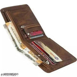 Brown faux leather wallet, Fz Star brand, features two zip compartments for currency and coins, five card slots, classic design, hand-stitched, made in India