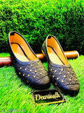Synthetic leather embroidery flats, traditional appeal, lightweight comfort for summer. Indian-made, affordable quality with closed back design