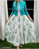 Viscose Rayon printed net kurta set with three-quarter sleeves - Adrika Alluring women's fashion, India