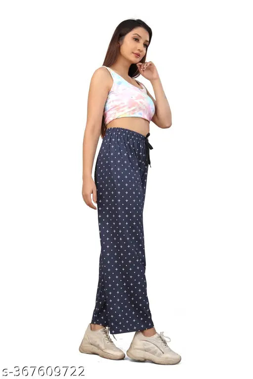 Women's cotton all-over print pants set of 2