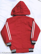 Red boy nice jackat, printed net polyester long sleeve kids jacket with detailed sizing chart for 1-7 years old