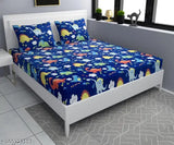 3D Premium Kids Printed design All Around Elastic Fitted Bedsheet with 2 Pillow Covers Fits upto 12 inches Mattress With Size 108 x 108 inches