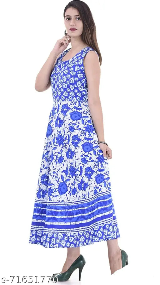 Stylish cotton midi dress, free size, printed mandala design - ideal for every occasion