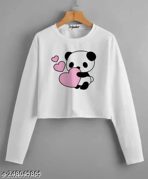 Printed long sleeve western-style cotton crop top for women and girls, high quality at affordable prices