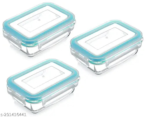 410 ML Rectangular Borosilicate Glass Food Storage Oven Safe Container Set with Airtight Lid Microwave Safe Tiffin Bowl, Glass Reheating Serving Bowl, 1 Pieces