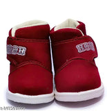 Kids shoes with sound feature, red velvet fabric