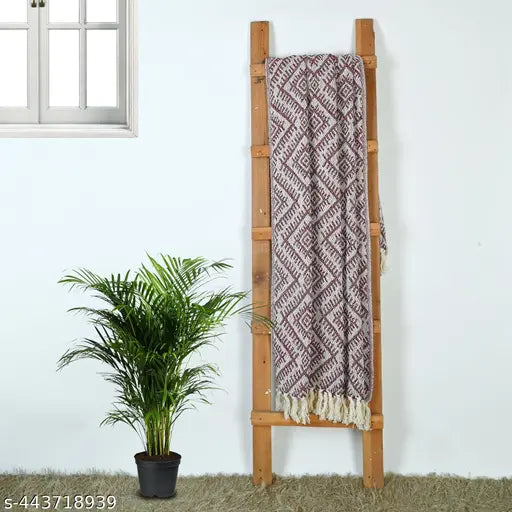 Grey 100% cotton plush throw blanket, soft and warm, perfect for bed, couch, or sofa chair