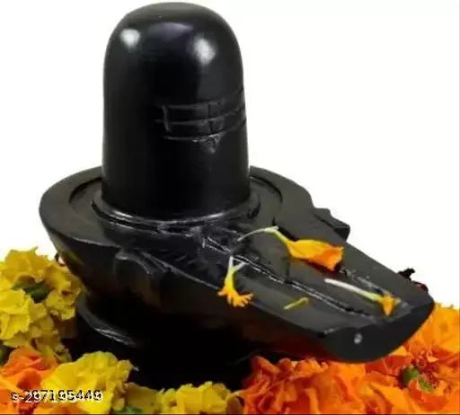 Black marble Shiva Lingam idol, 4 inches tall decorative showpiece made from natural marble stone