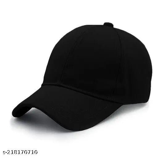 Black cotton sports cap, adjustable, men's and women's