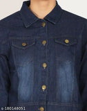 Dark blue denim jacket, three-quarter sleeves, dyed/washed - men's casual wear, India origin