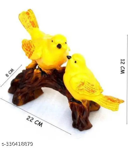 Handcrafted Resin Love Birds Statue, 2 sparrows sitting on a tree branch, 22 CM