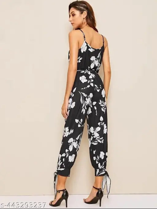Trendy crepe sleeveless printed jumpsuit for women, vibrant net pattern, S-XL sizes available