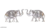 Metal elephant set of 2 medium, home decor and gifting, Indian-crafted figurine (8cmx6cmx12.5cm)