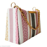Pink and white striped sling bag for girls