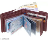 Premium men's genuine leather wallet, five compartment bi-fold with solid design, ideal for travel or office use