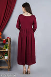 Maroon cotton midi dress by Pehnawa by Charvi Creations
