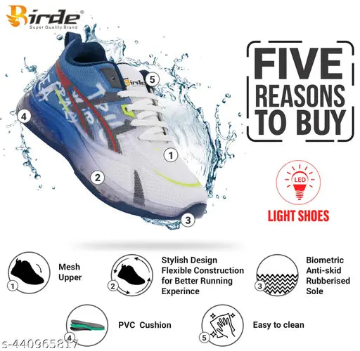 Birde LED shoes, sports shoes, black and blue, kids, boys, light up shoes, five reasons to buy, construction-grade material, stylish design