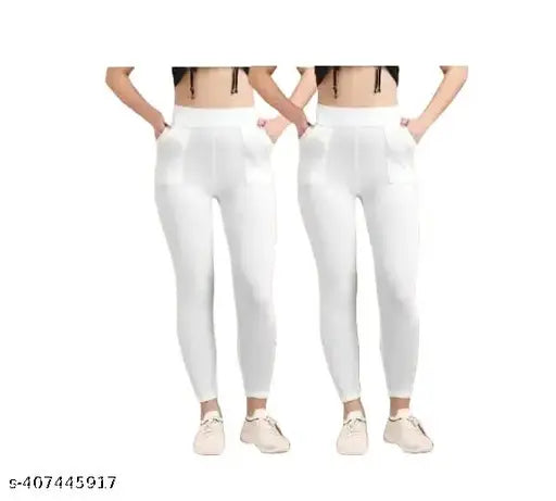 Stylish cotton blend jeggings pack of 2 in sizes 28-34 (solid color), women's fashion