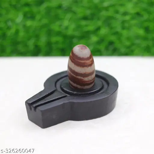 Natural Narmada Stone Shivling & Multicolor Jaladhari, 15-inch high, Indian origin, for Puja rituals
