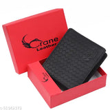 Black genuine leather men's wallet, 9 card slots, free size (35cm x 9cm), hand-stitched Indian leather