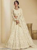 Embellished Anarkali Lehenga Choli Dupatta set in free size, net fabric, perfect for Indian weddings and special occasions, made in India