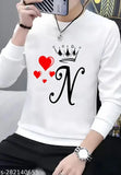 White printed cotton blend short sleeves T-shirts, featuring vibrant designs on soft long sleeves, size options available for S to XXL
