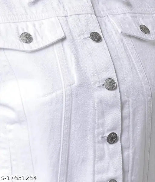 Denim full sleeve solid cotton jacket for girls, three-quarter sleeves, trendy designer style from India