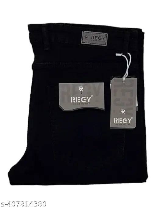 Premium slim black denim jeans for men by REGY, ideal for a variety of styles and occasions