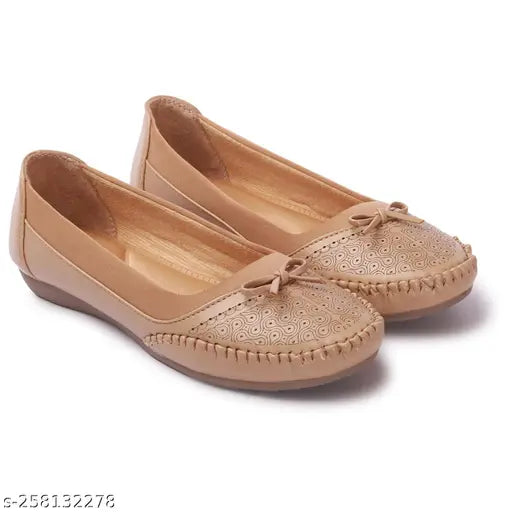 Synthetic leather, two-tone, printed ballerinas for women and girls - casual and party footwear with slip-on design, mesh lining, extra cushioned footbed, and TPR sole for flexibility