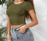 Olive polycotton crop top for women and girls, fashionable and elegant, machine washable