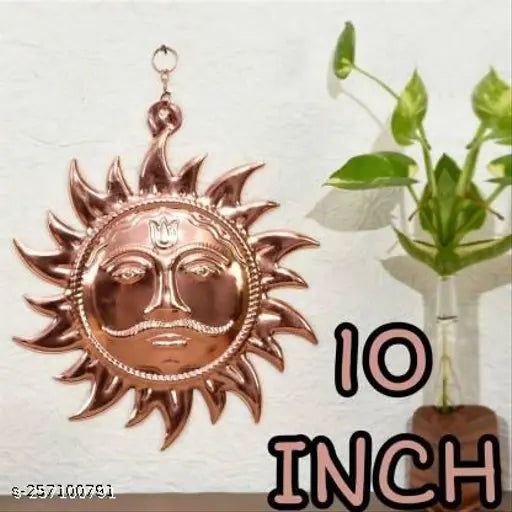 Copper Made Big Size Surya Idol Wall Hanging, traditional Indian Vastu decor for home or temple