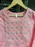 Pink lurex anarkali gown with beaded embroidery