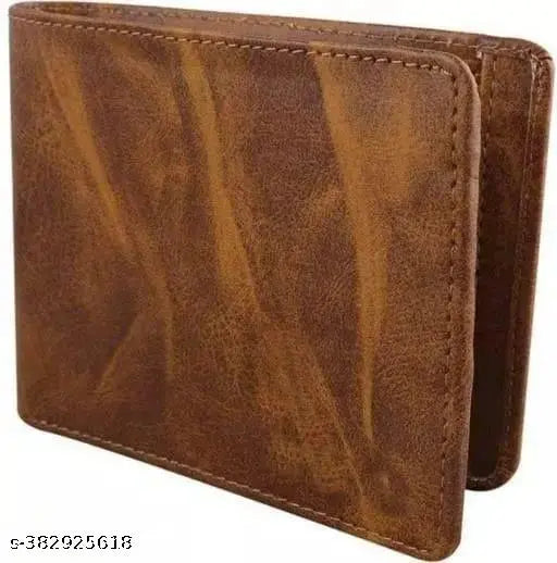 Unique vertical design PU leather men's wallet, numerous compartments for cards, bills, receipts, and a photo slot. Free size (11cm x 9cm), durable cloth lining, handcrafted in India