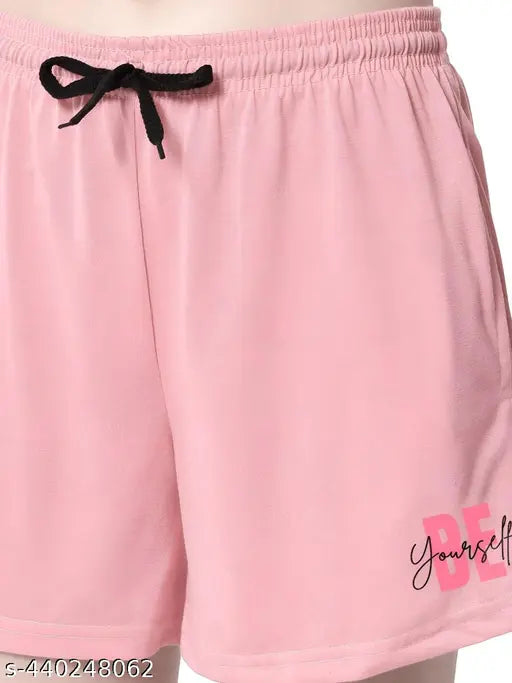 Peach cotton printed half sleeve T-shirt and shorty regular fit nightsuit pair, ideal for casual wear, activewear, or airport looks - Peach color top made of 100% super combed cotton with stylish prints