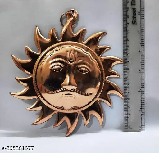 Brass Lord Sun Idol Suraj Surya Murti statue, decorative showpiece for wall decor (6 inch)