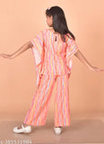 Cotton printed coord set for girls, 3-4 years or 5-6 years, straight top with short sleeves, Indian origin