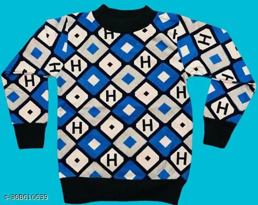 Elegant cotton winter sweater for kids (design and color may vary), long sleeves, printed net pattern